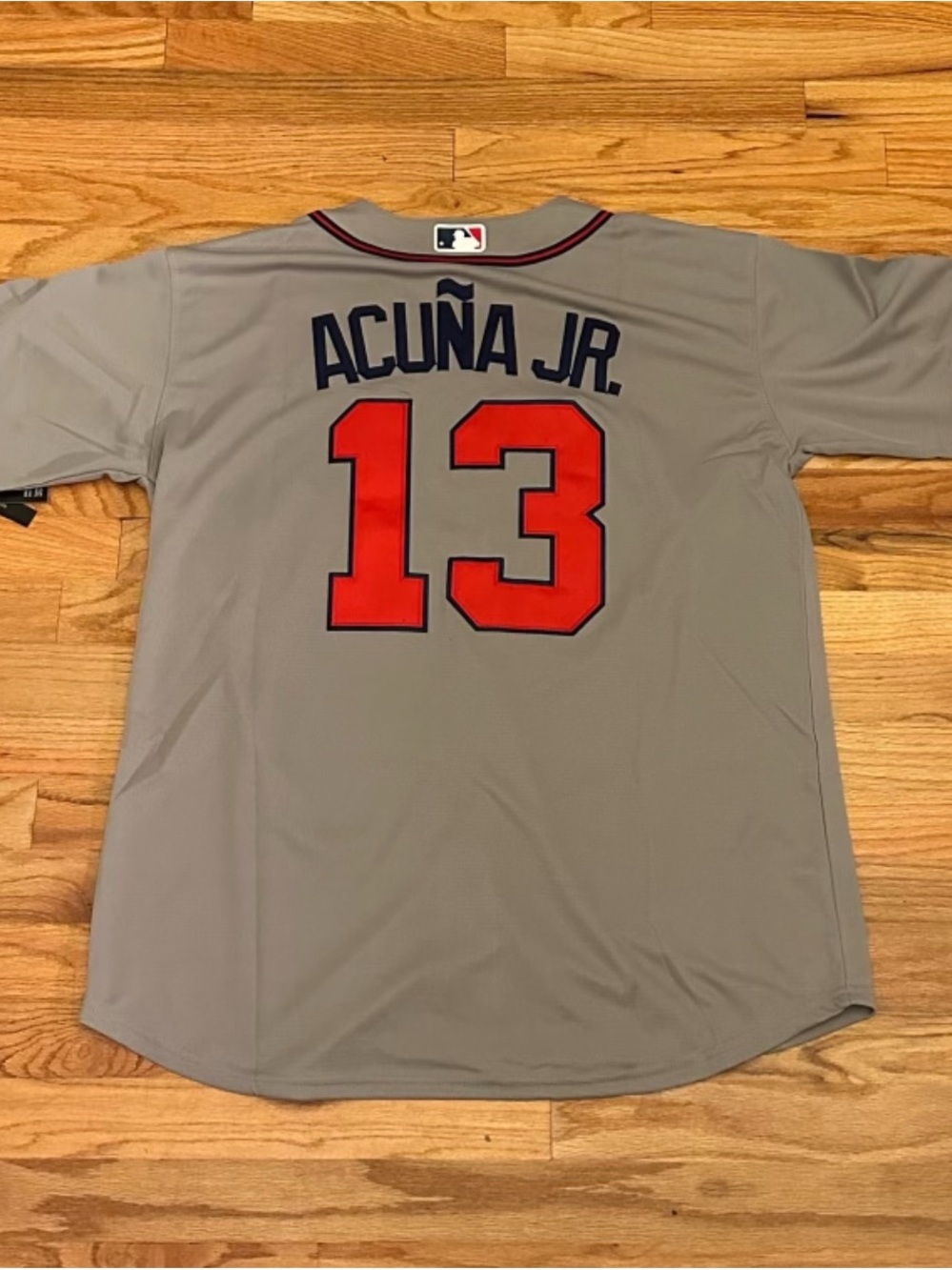 Atlanta Braves Acuña Jr. #13 Gray Alternate Kids Youth Medium Jersey
